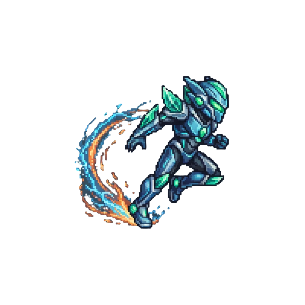 A Sleek Armored Speedster Leaving Dual-elemental Energy Trails Blending Traits and Abilities of Both @image1 and @image2
