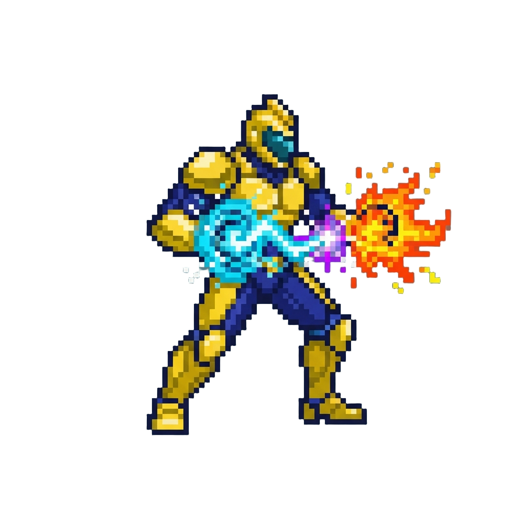 A Chiseled Muscular Hero in a Gleaming Suit Channeling Dual Energy Blasts Combining Traits and Powers of Both @image1 and @image2