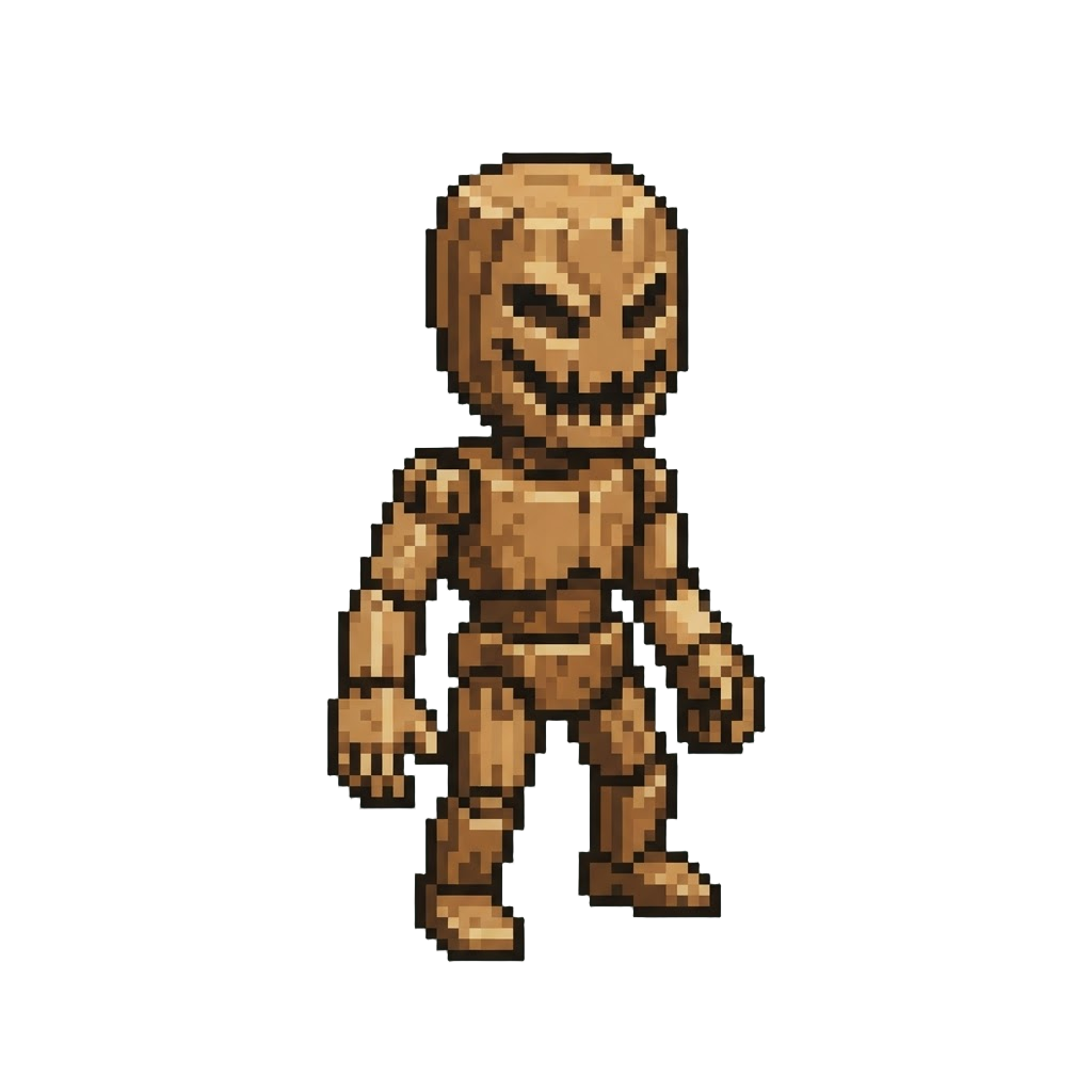 A Creepily Smiling Wooden Mannequin Monster