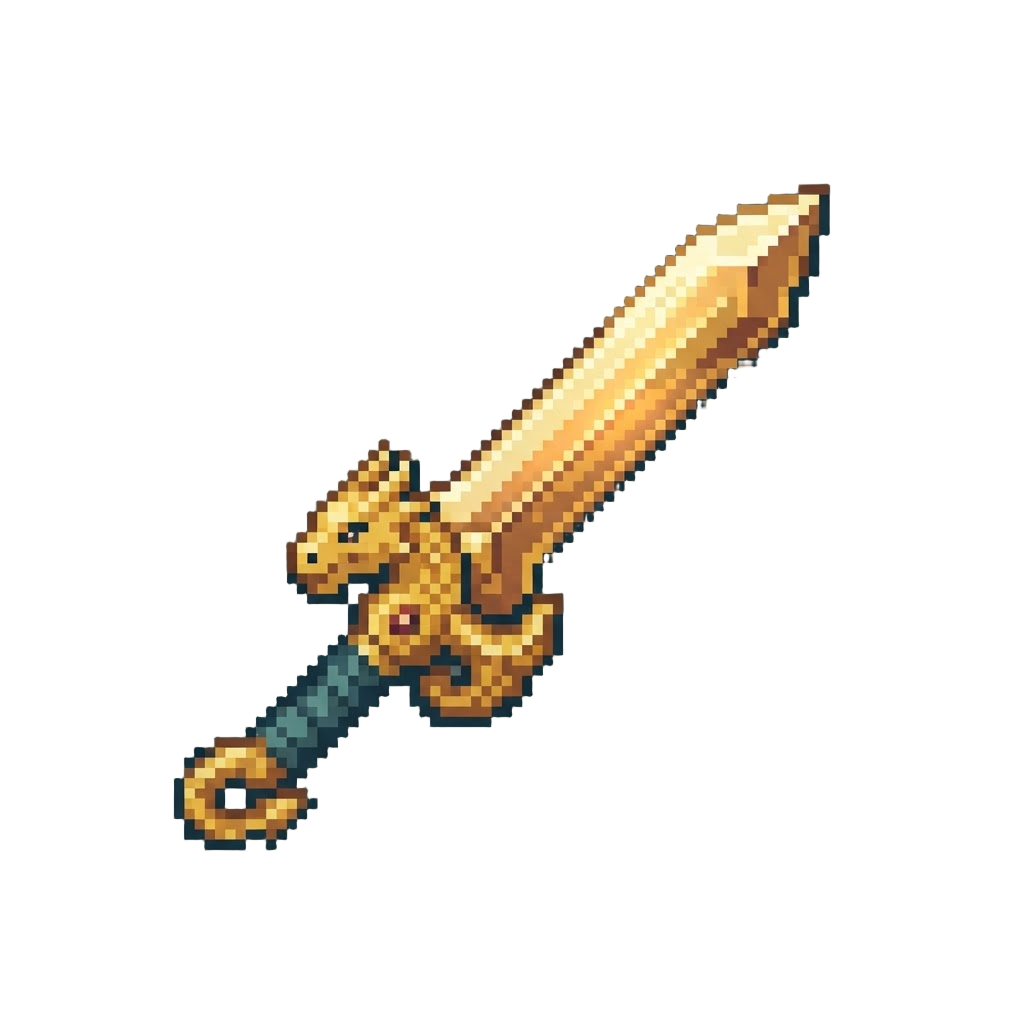 A Glowing Golden Dragon Blade