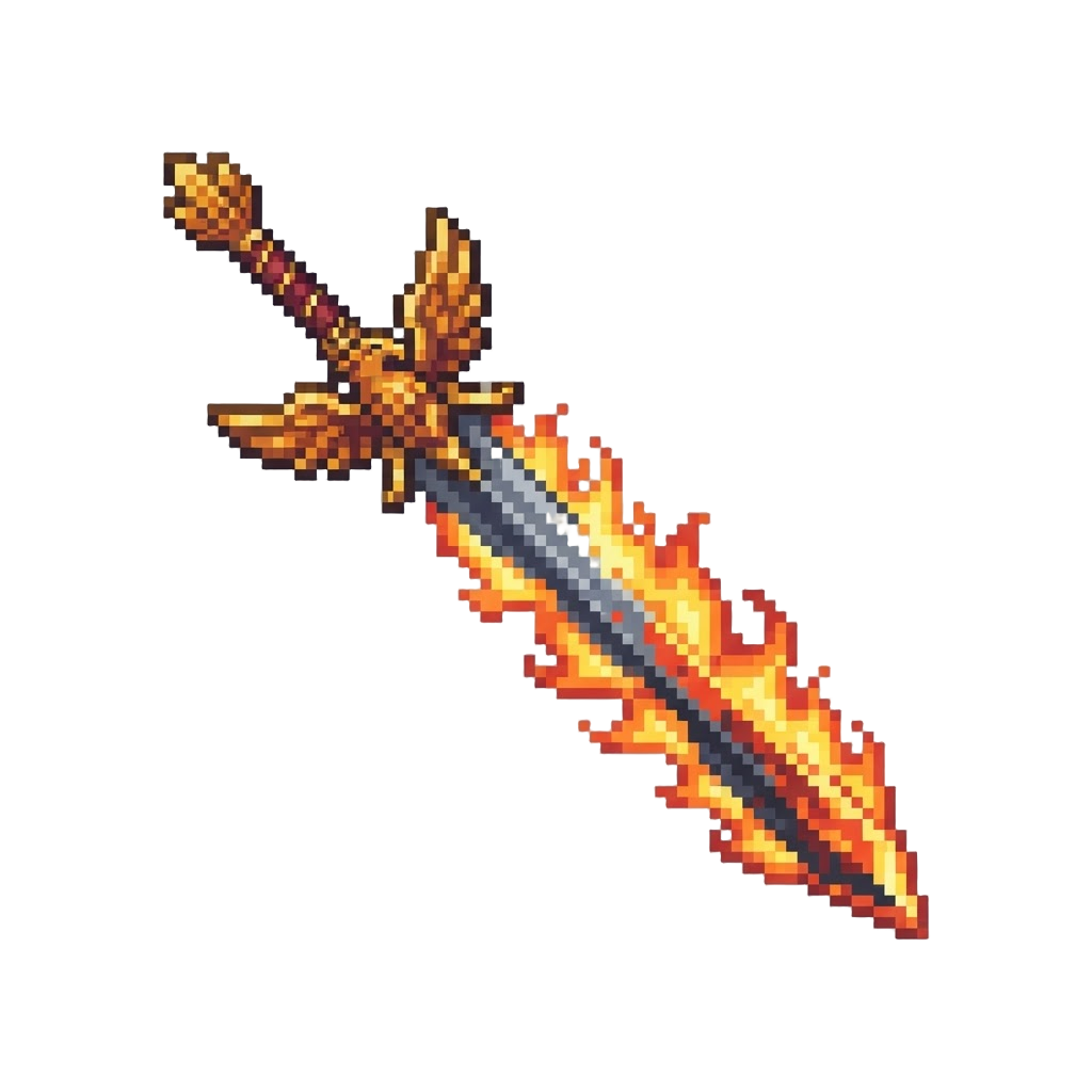 A Flaming Phoenix Broadsword