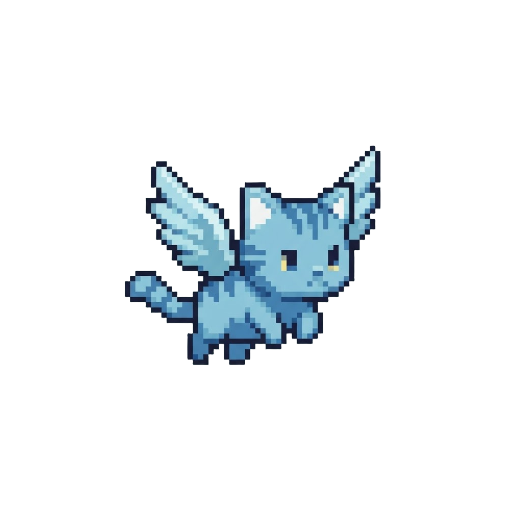 A Tiny Blue Flying Cat