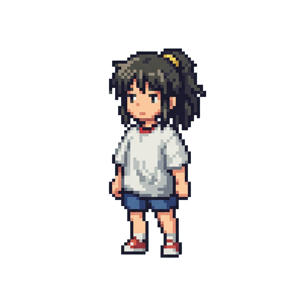 Chihiro in Oversized White Shirt and Blue Shorts From the Riverbank