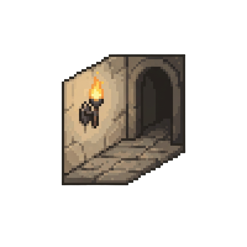 A Peaceful Torchlit Hallway