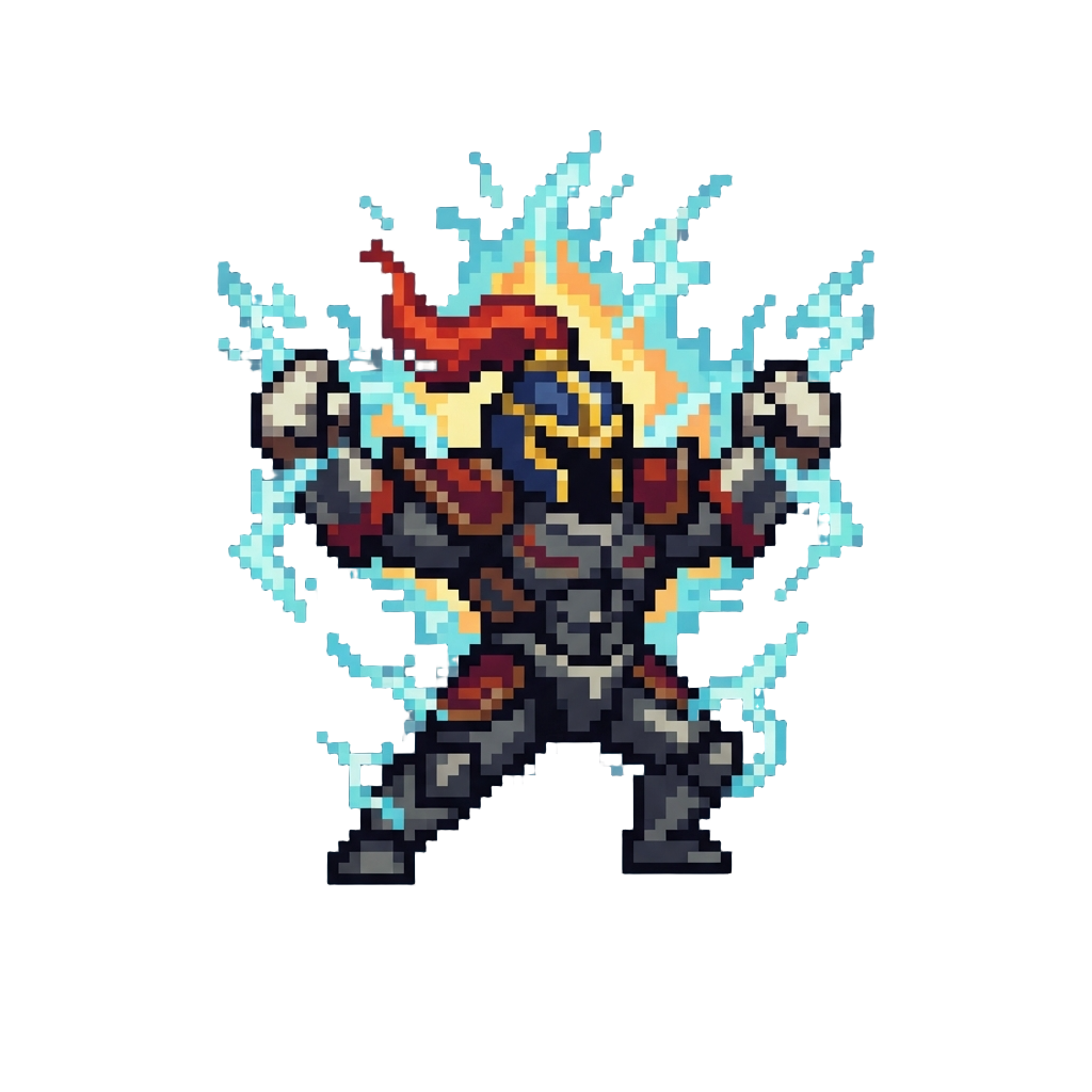 A Fierce Power-up Pose with Crackling Energy