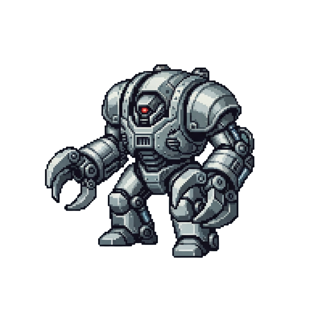 A Massive Chrome Juggernaut Form with Hydraulic Pincer Arms