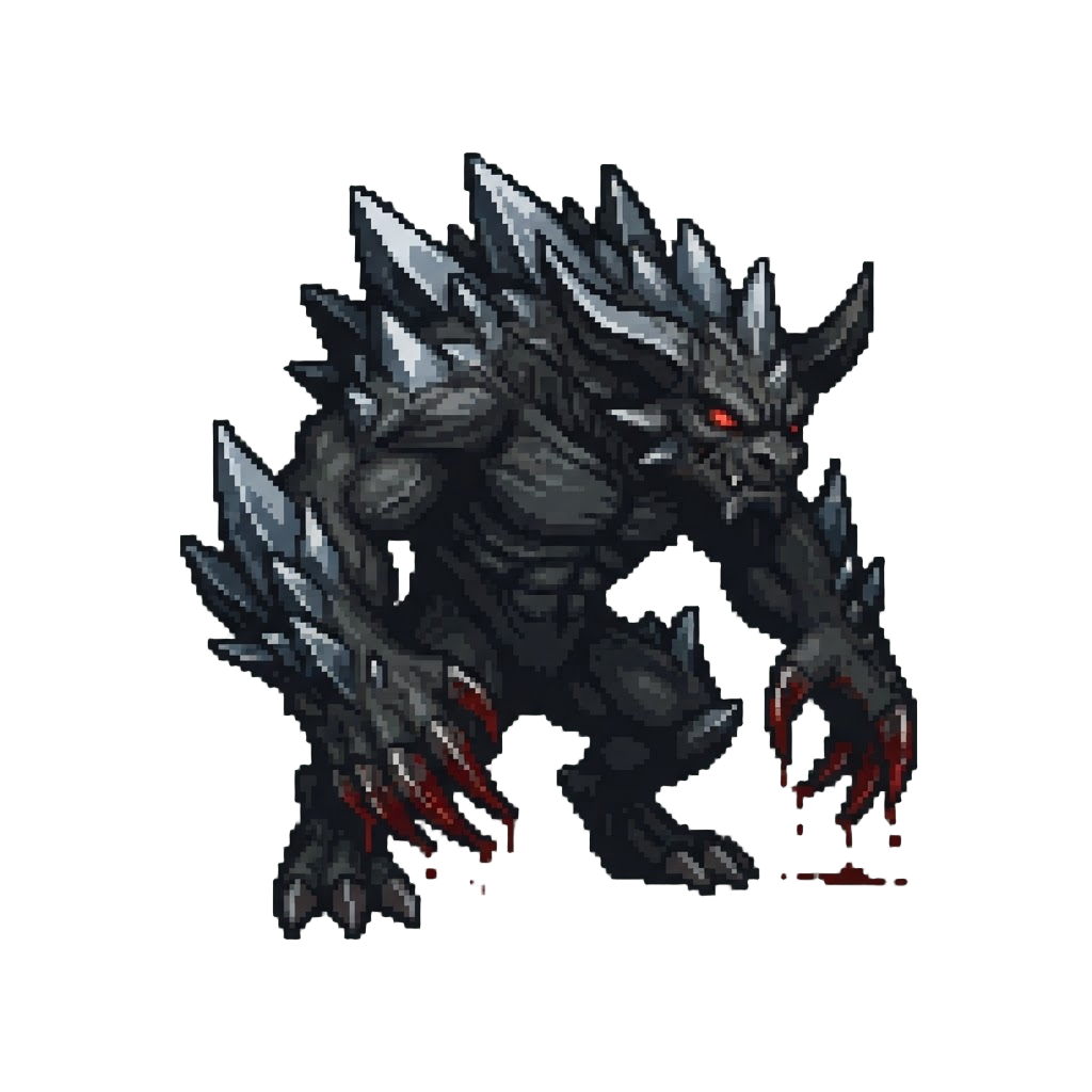 A Spike-covered Obsidian Behemoth Form with Dripping Claws