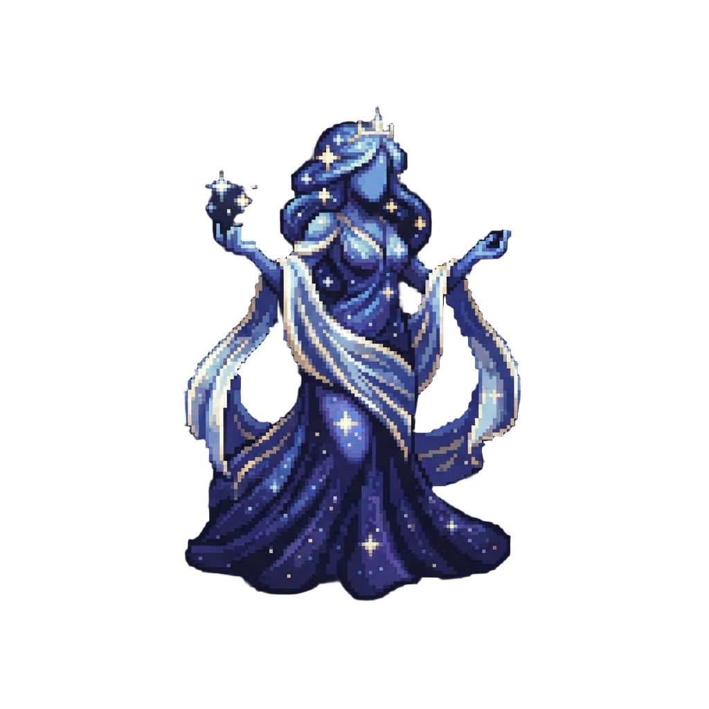 A Breathtaking Celestial Star-goddess Form Draped in Starlight Silk