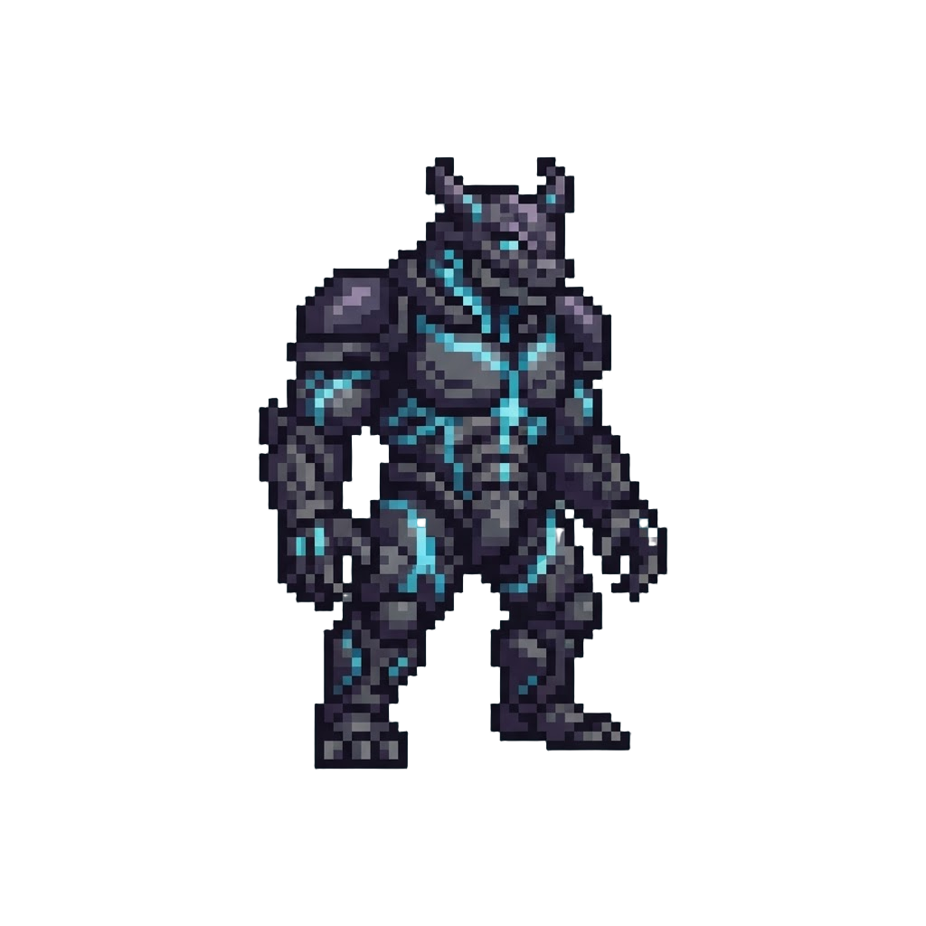 A Dark Bio-armored Kaiju Humanoid Form with Glowing Veins