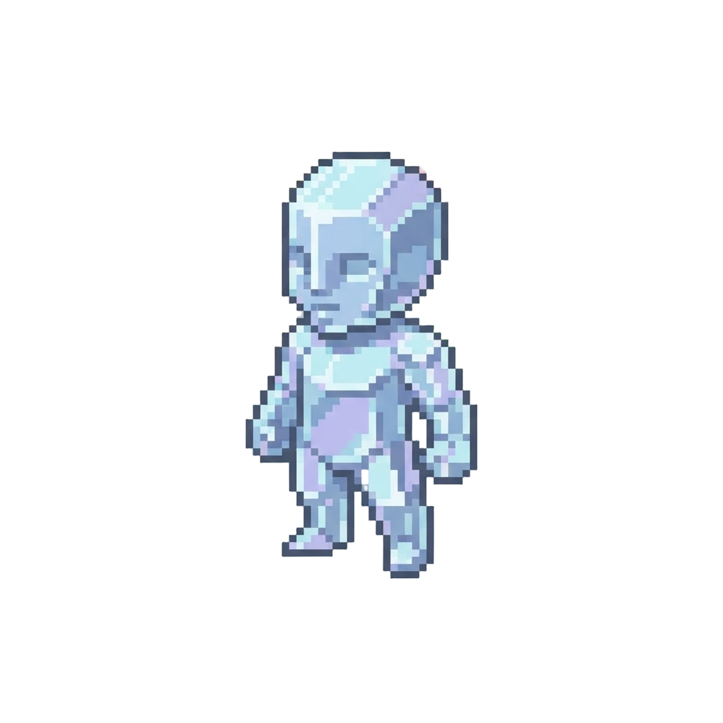 A Beautiful Glass-sculpture Humanoid Emitting Soft Pastel Glows
