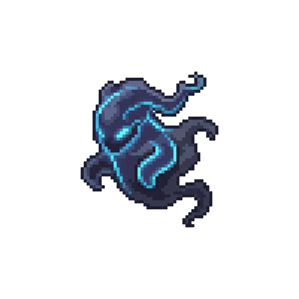 A Shadowy Cloud-smoke Phantom Form with Glowing Neon Lines