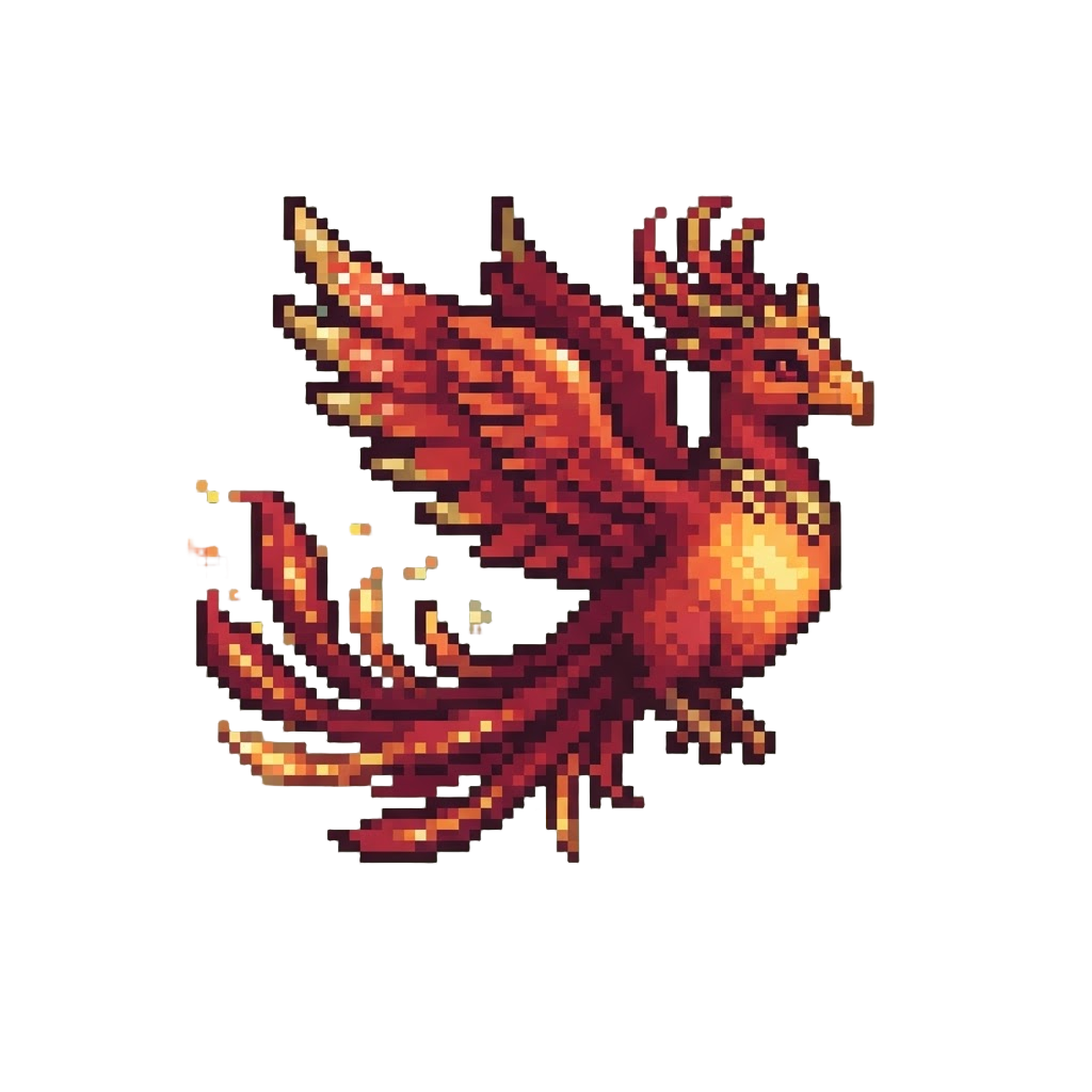 A Graceful Phoenix Empress Form with Trails of Sparkling Embers