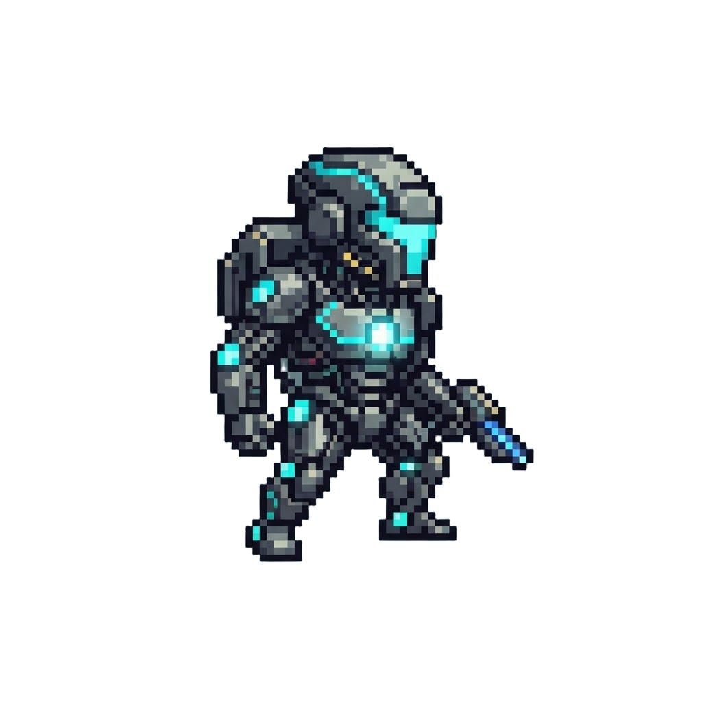 A Sleek Mecha-cyborg Form with Glowing Plasma Armor