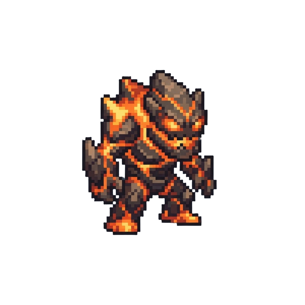A Molten-lava Elemental Form Dripped in Glowing Magma