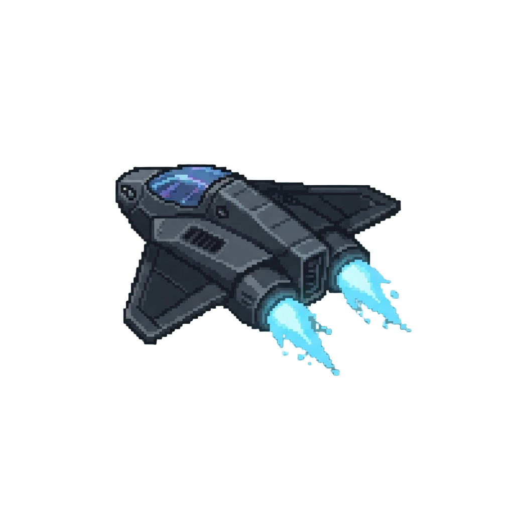 A Hovering Stealth Drone-fighter Form with Neon Energy Thrusters