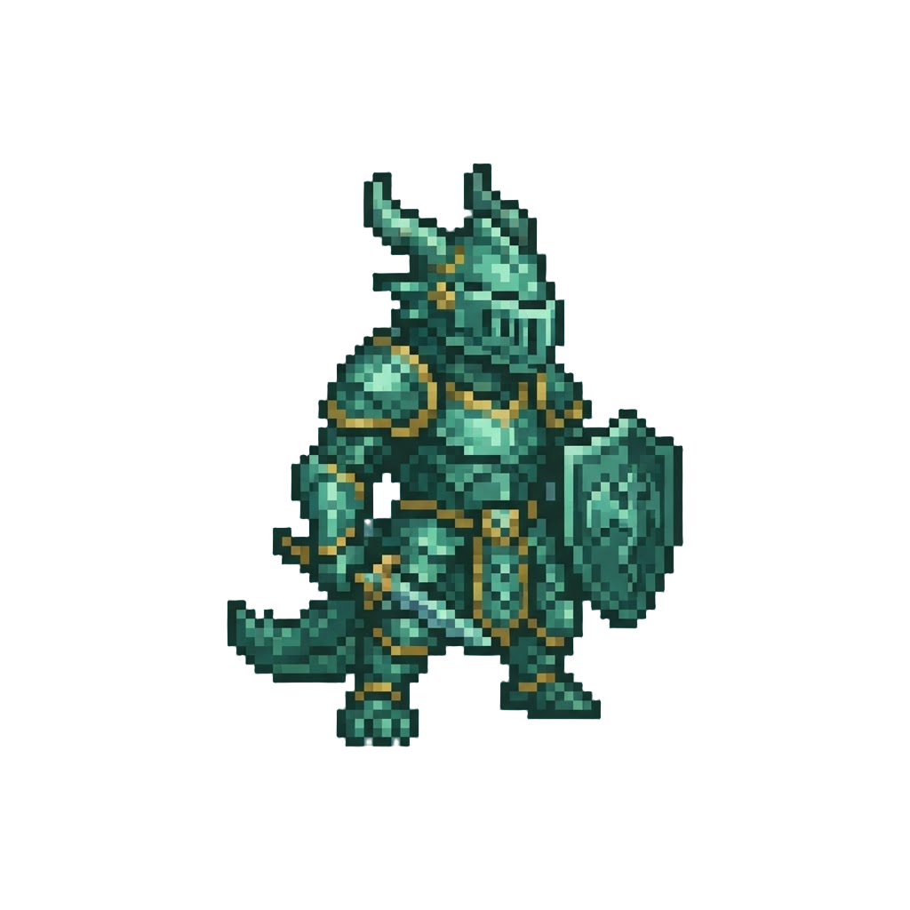 A Majestic Draconic Warrior Form with Shimmering Scales
