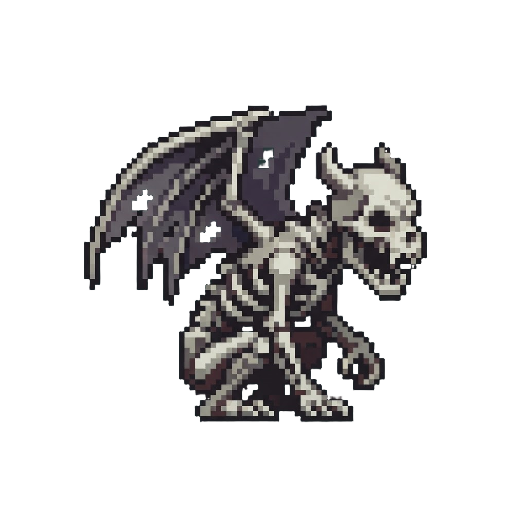 A Skeletal Nightmare Gargoyle Form with Tattered Bat Wings