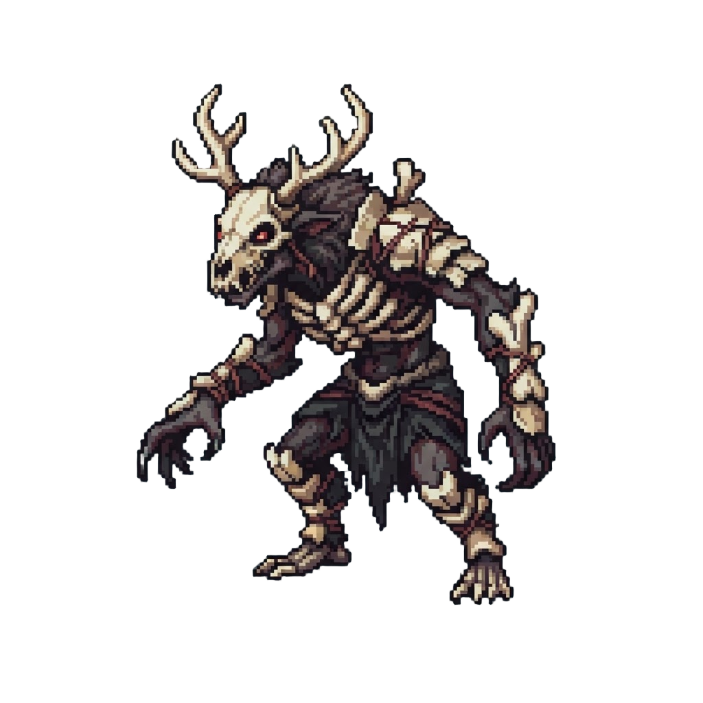 A Grotesque Bone-armored Wendigo Form with Elongated Limbs