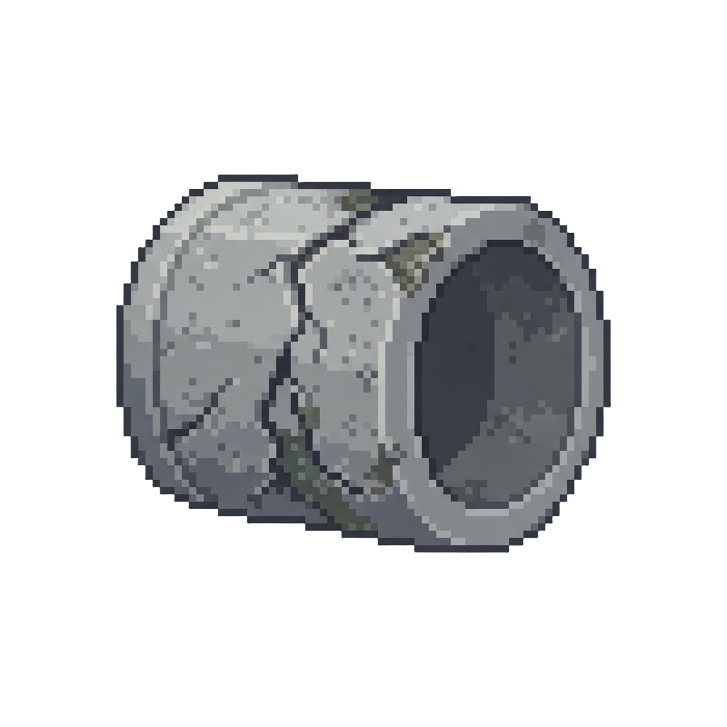 A Cracked Concrete Sewer Pipe