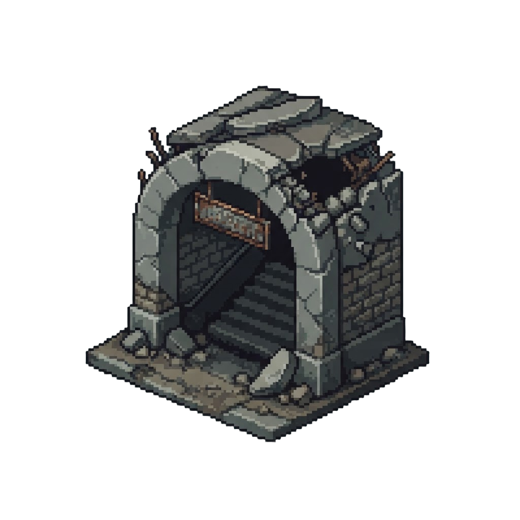 A Abandoned Subway Entrance Crumbling Under Impact