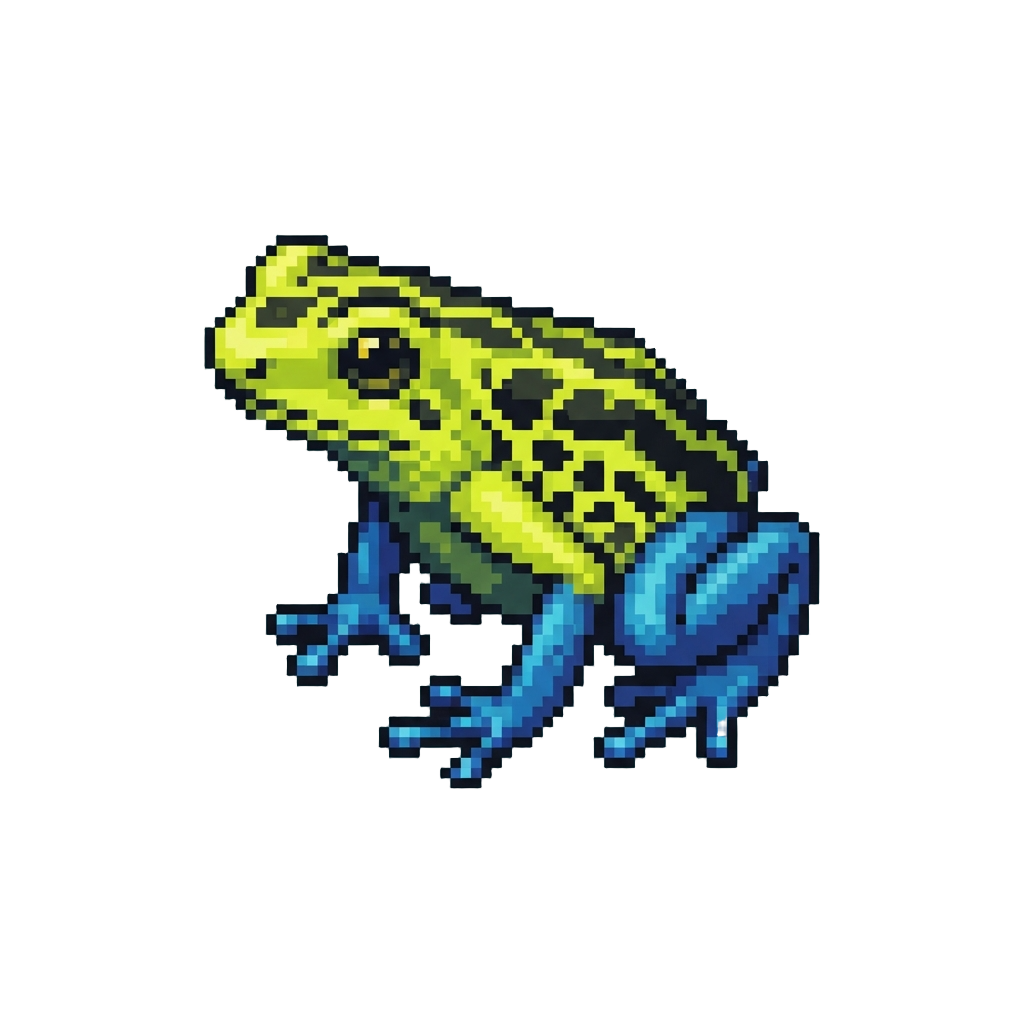 A Vibrant Neon Poison Dart Frog with Electric Blue Legs