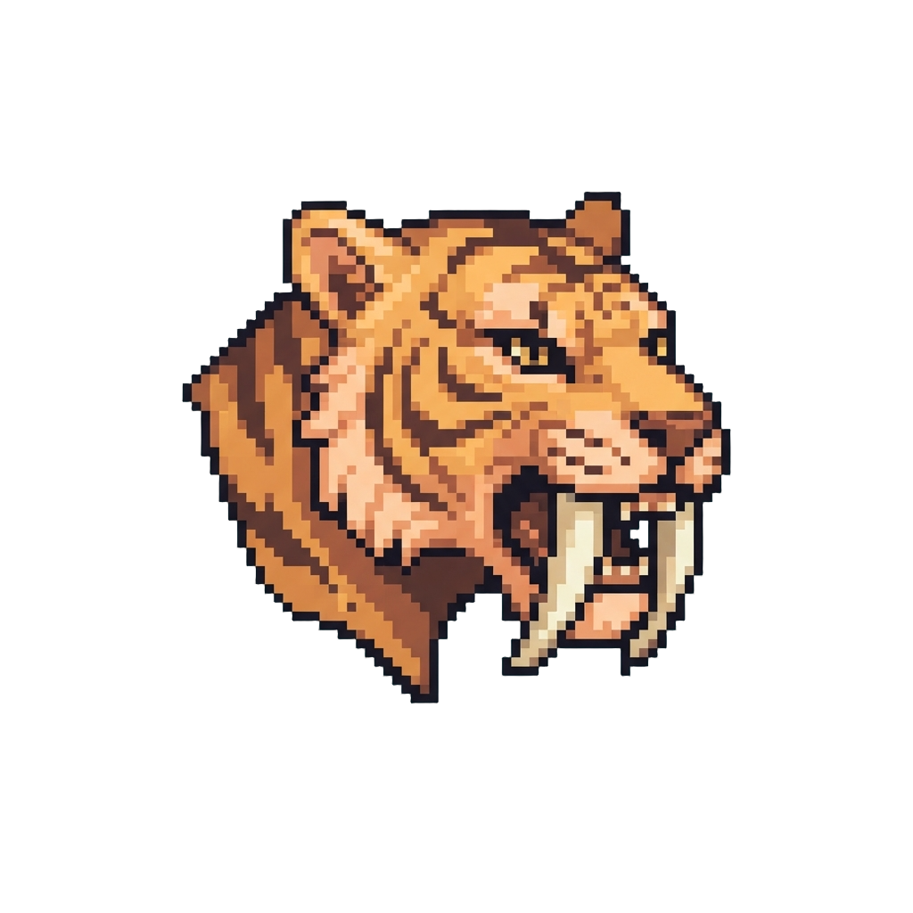 A Fierce Saber-toothed Tiger with Curved Ivory Fangs