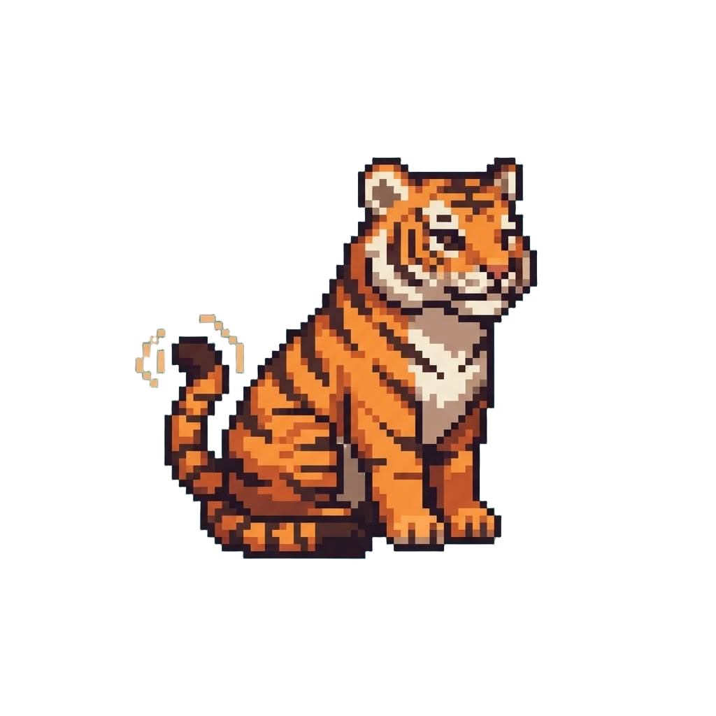A Striped Jungle Tiger with a Twitching Bushy Tail
