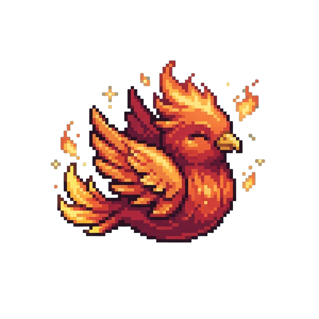 A Miniature Phoenix Chick Radiating Warm Golden Sparks