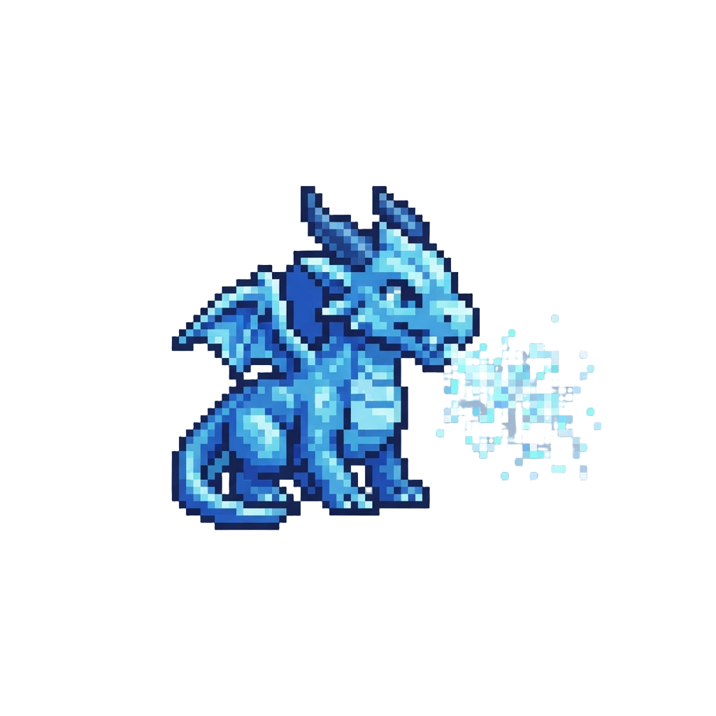 A Frostfire Blue Dragon Breathing Harmless Icy Glitter