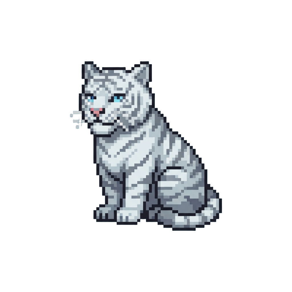 A Regal White Tiger with Silver Stripes and Icy Blue Eyes
