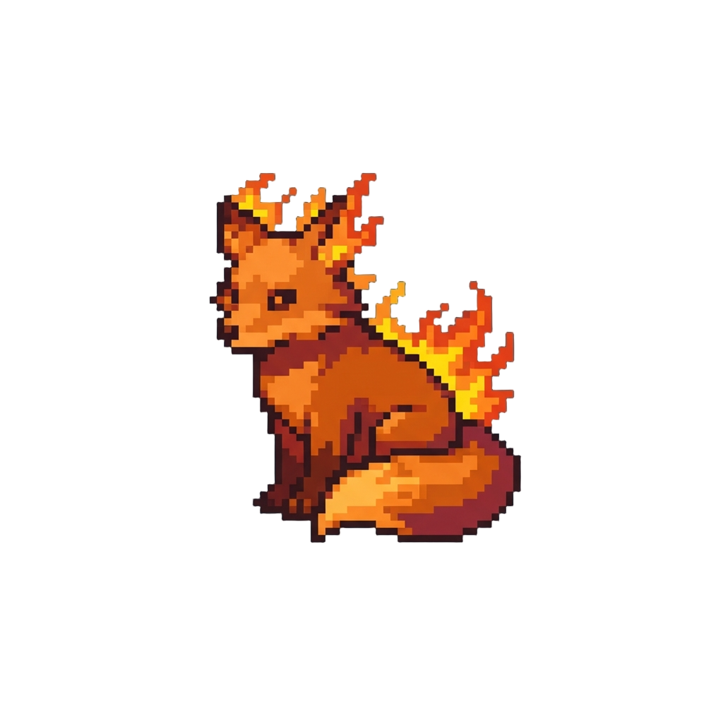 A Blazing Ember Fox with Flickering Fur Tips