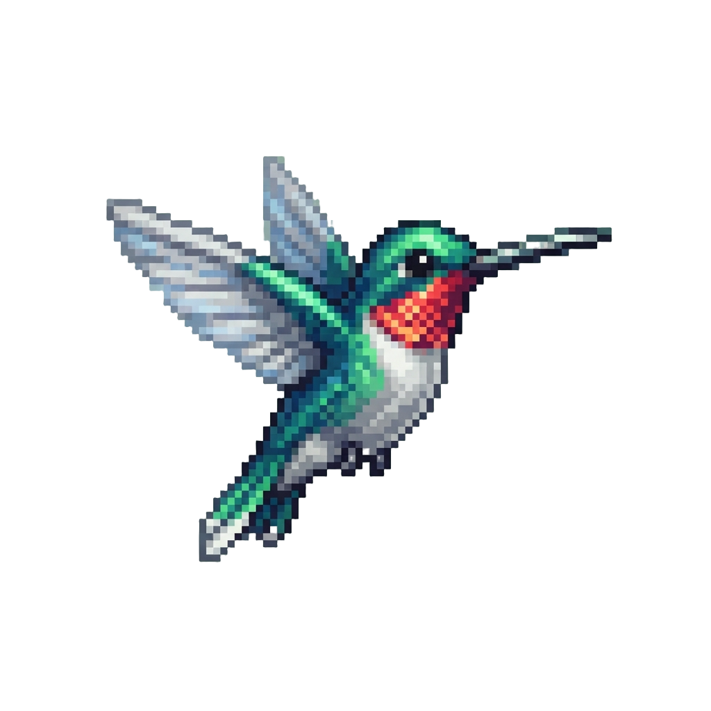 A Tiny Iridescent Hummingbird Buzzing in Mid-air