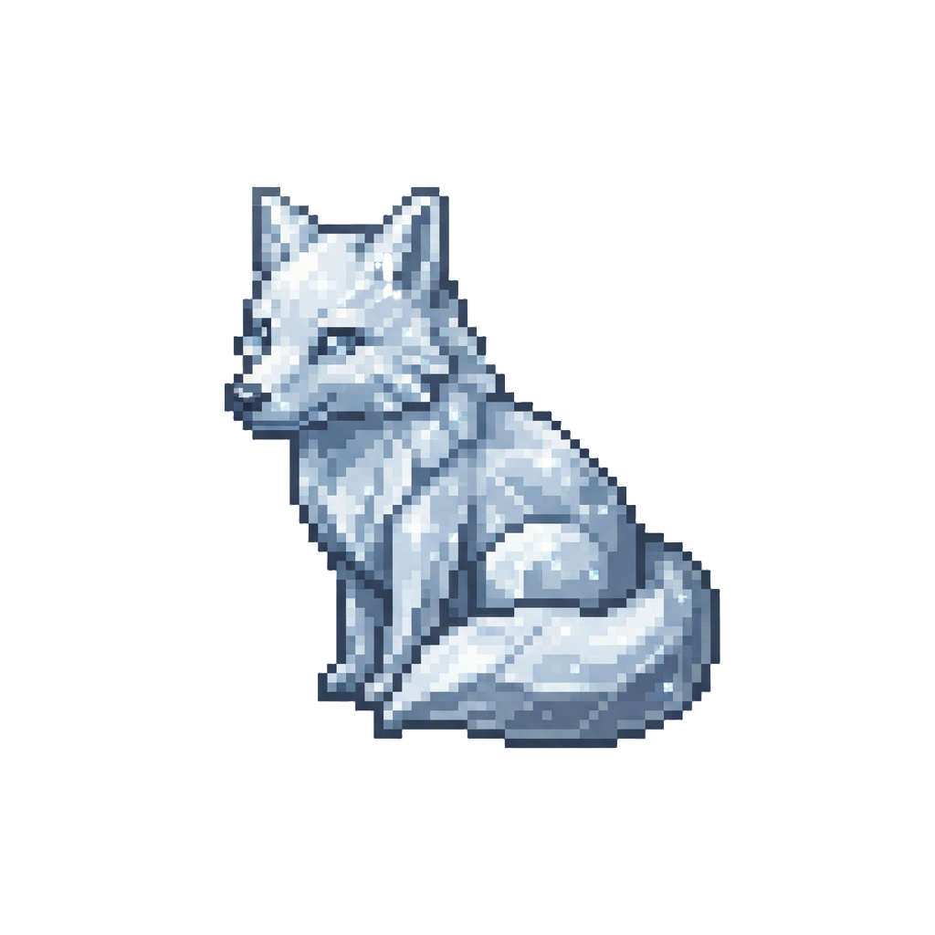 A Crystalline Silver Arctic Fox with Diamond-dusted Fur