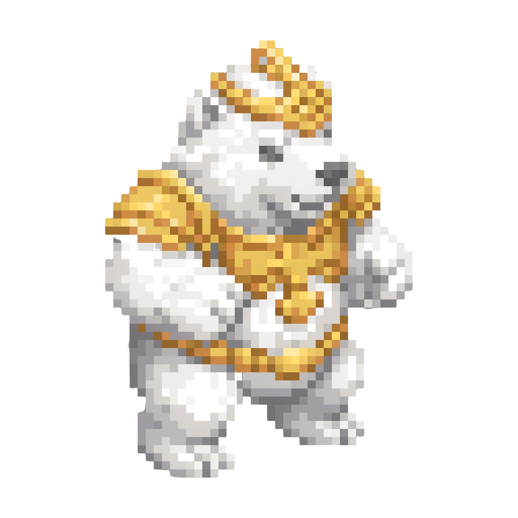 A Majestic Polar Bear Wearing Ornate Miniature Brass Armor
