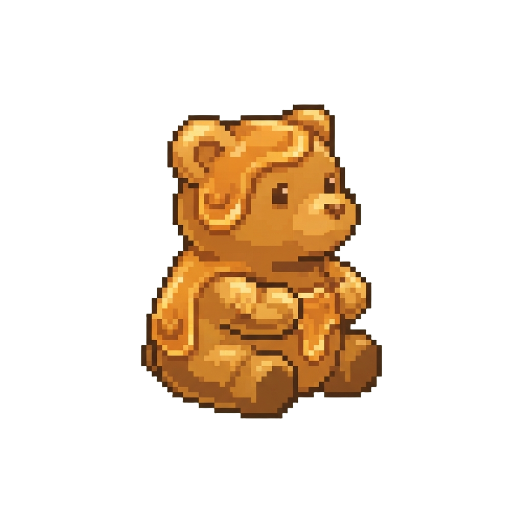 A Sweet Honey-glazed Bear Covered in Sticky Amber Swirls