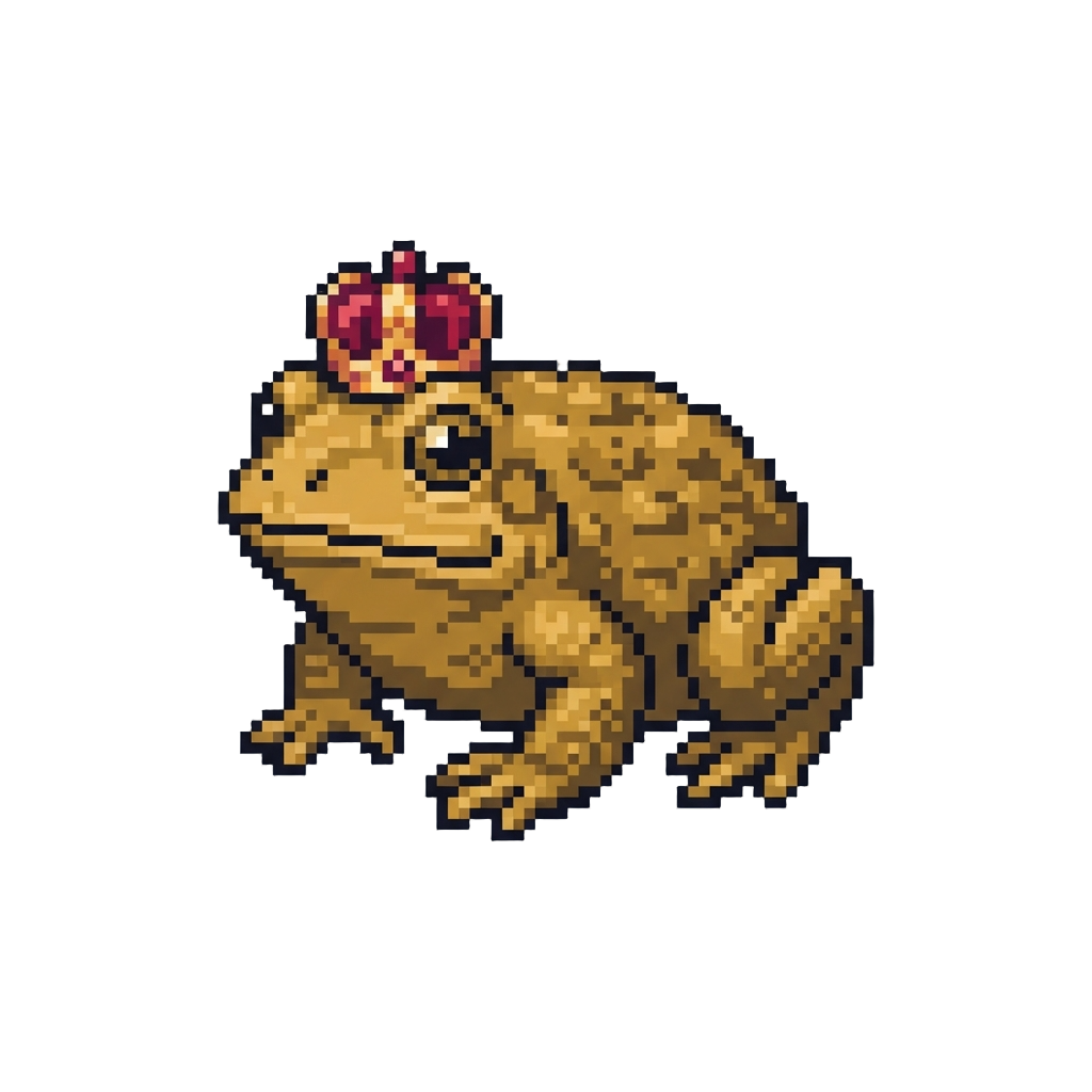 A Royal Golden Toad Wearing a Tiny Polished Ruby Crown