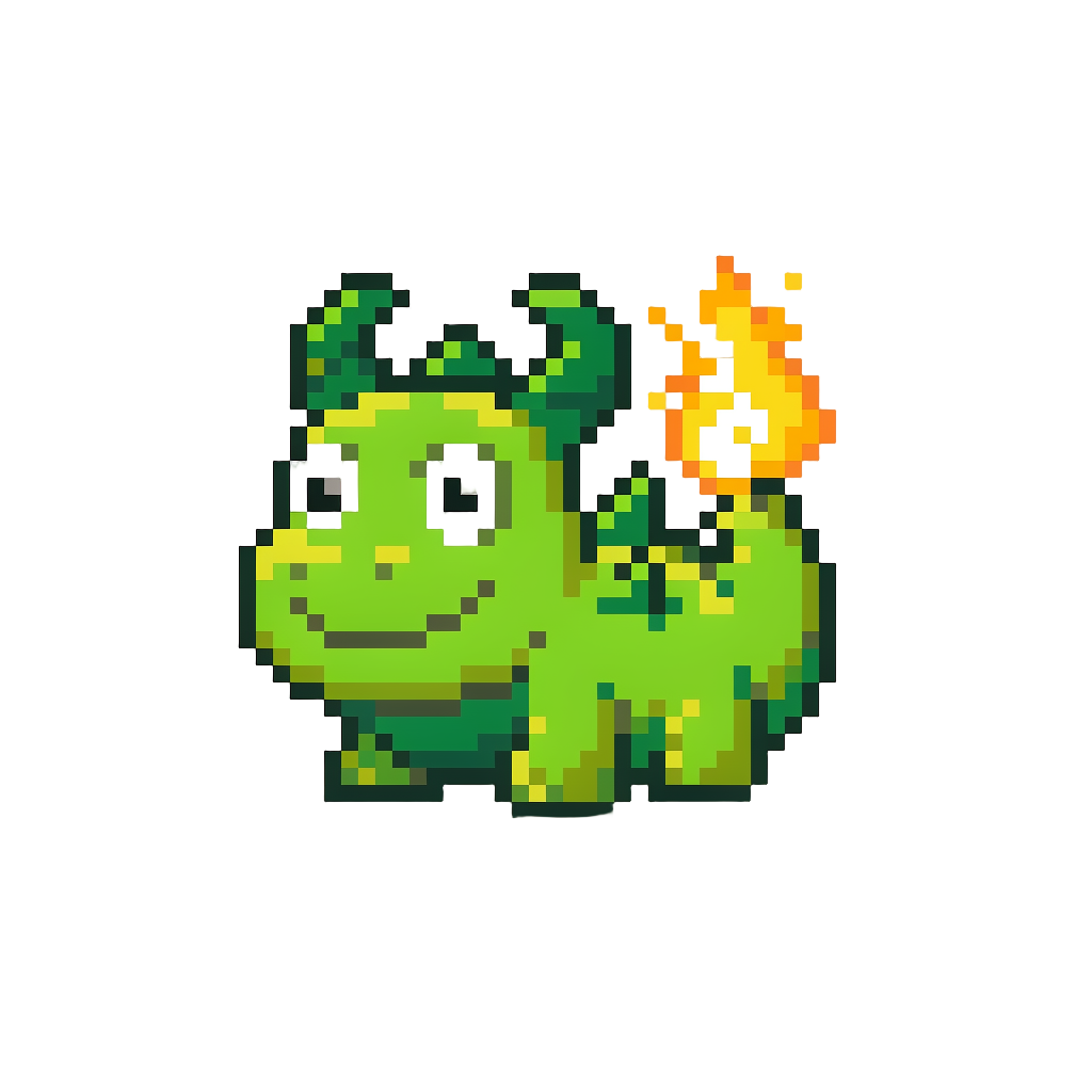 A Tiny Horned Garden Dragon Puffing Tiny Sparks