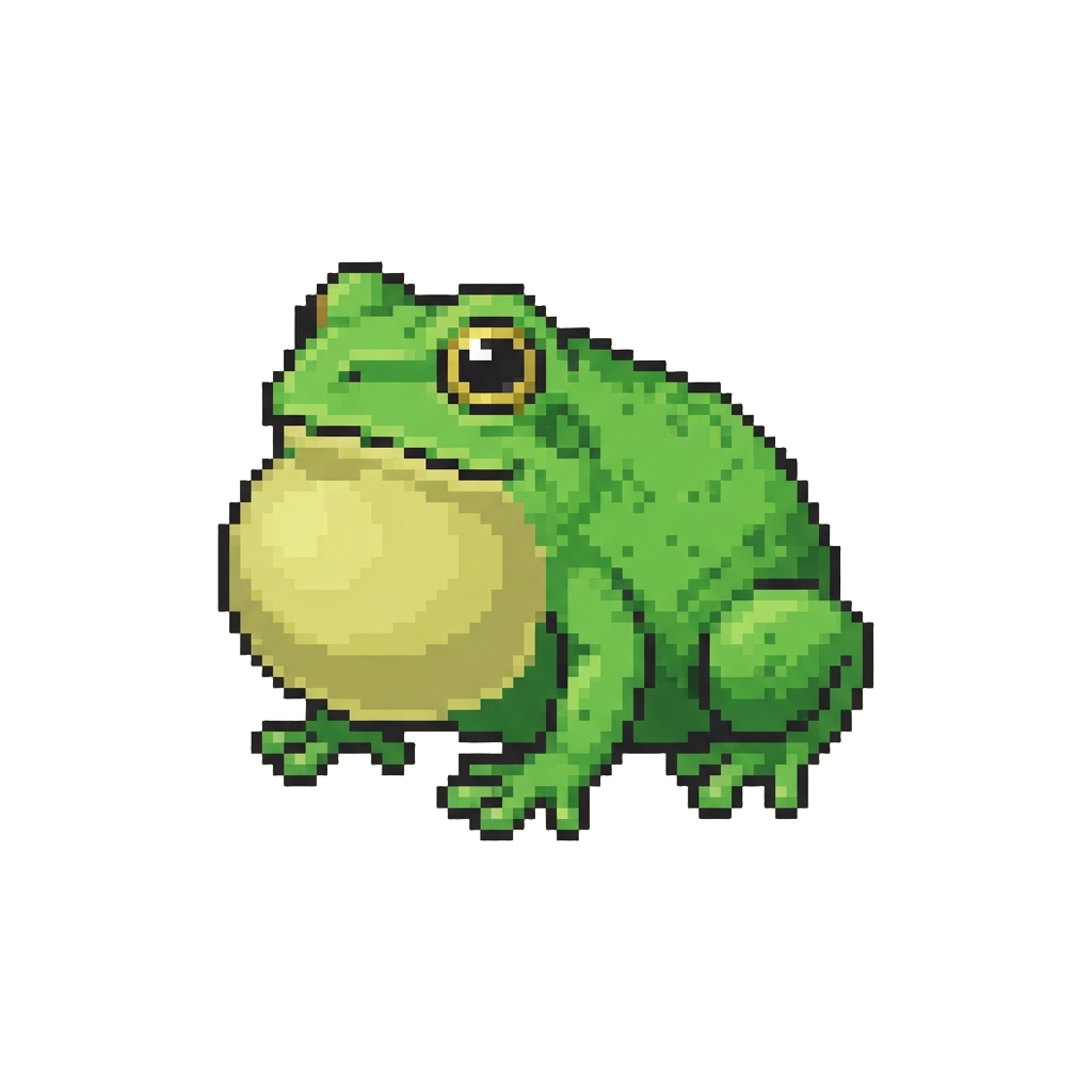 A Round Green Tree Frog Puffing Out Its Throat