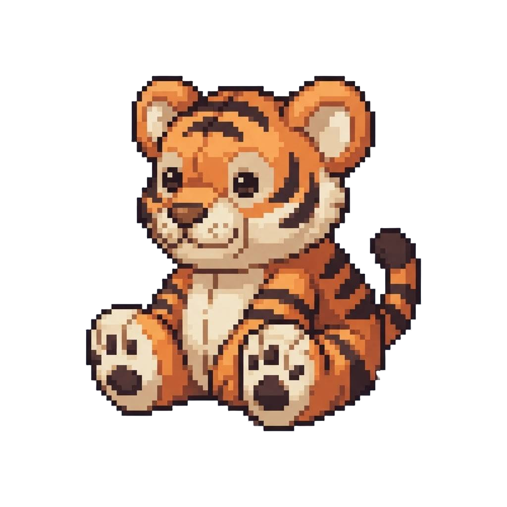 A Stout Plush-like Tiger Cub with Big Bouncy Paws