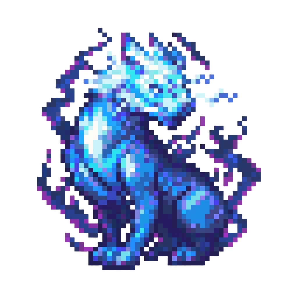 A Glowing Blue-flamed Spirit Tiger with Crackling Whiskers