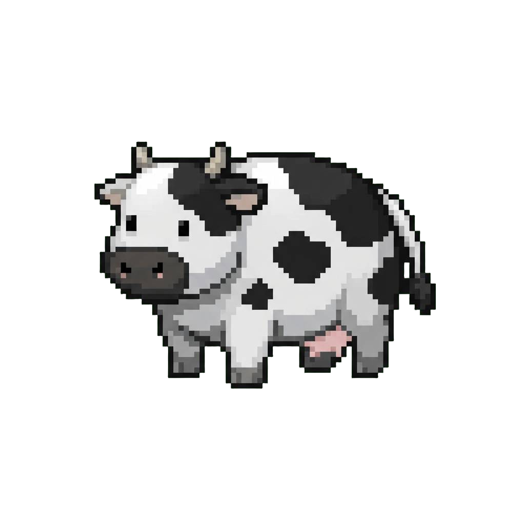 A Chubby Black-and-white Spotted Holstein Cow