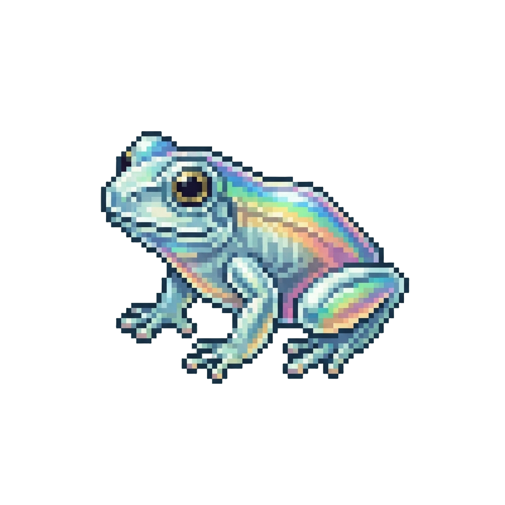 An Iridescent Rainbow Glass Frog with Translucent Skin