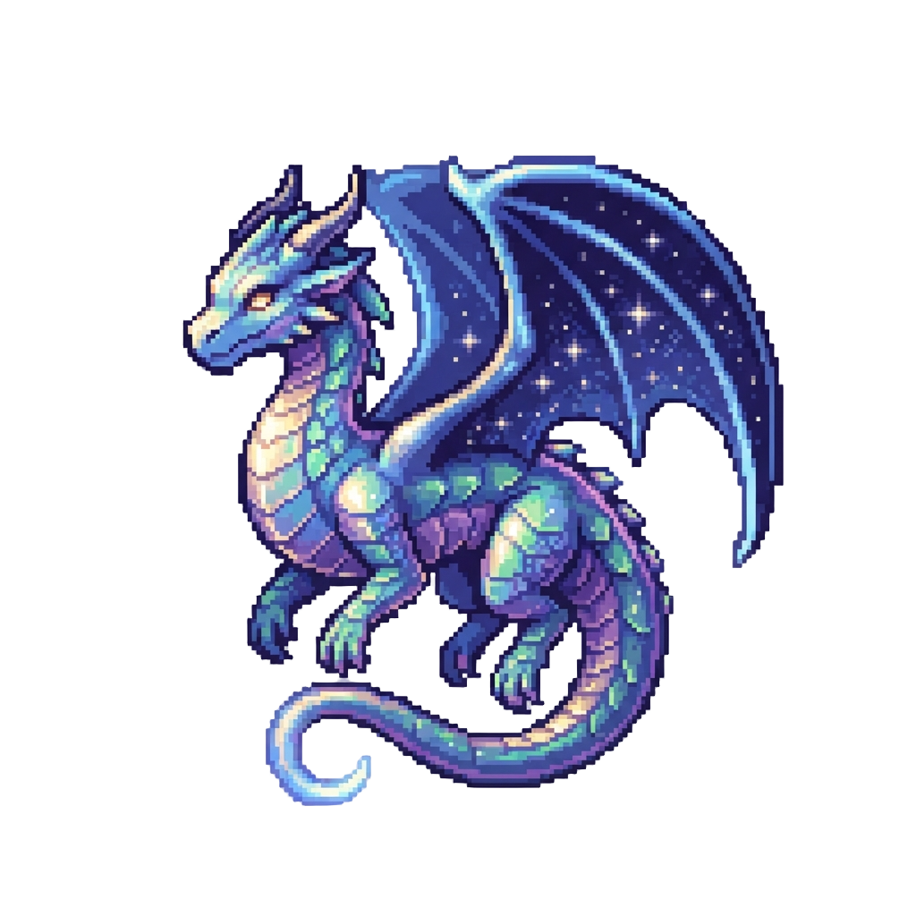 A Shimmering Prismatic Celestial Dragon with Starry Wings