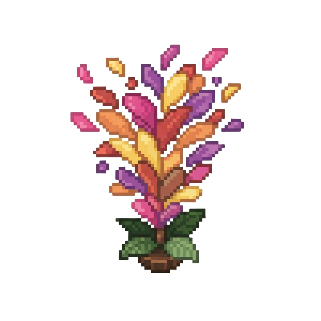 A Fountain of Colorful Jungle Flower Petals Bursting Into the Air