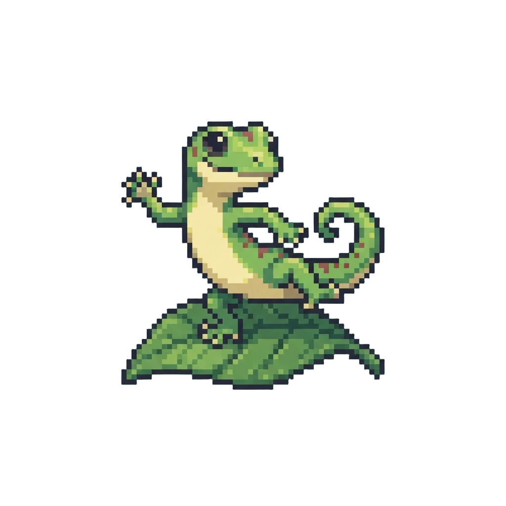 A Tiny Friendly Gecko Doing a Little Dance on a Leaf
