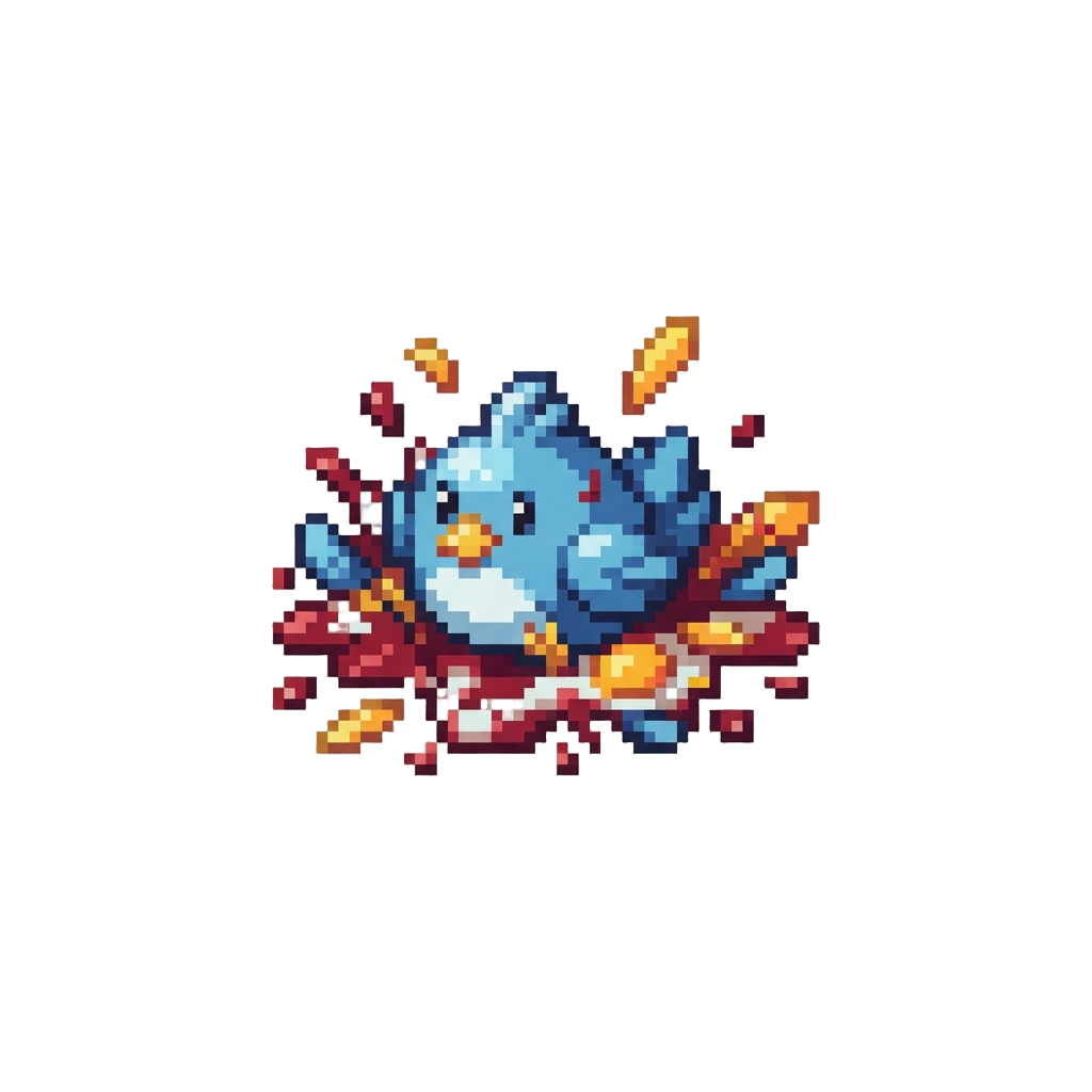 Chubby Cartoon Bird Splatter