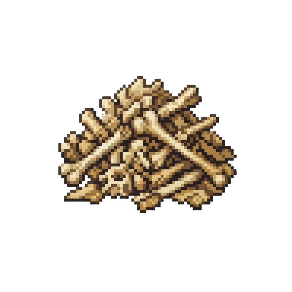 A Pile of Crumbling Ancient Yellowed Bones