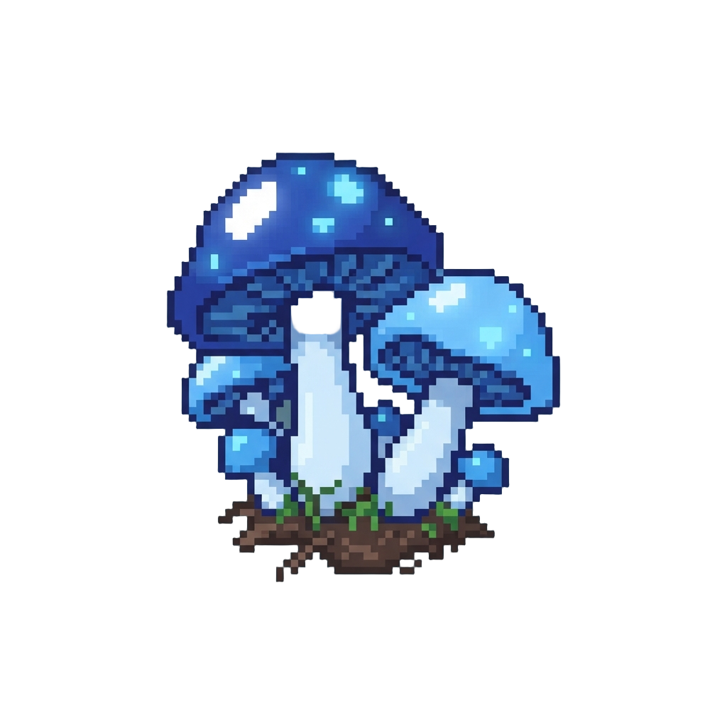 A Cluster of Poisonous Glowing Blue Toadstools