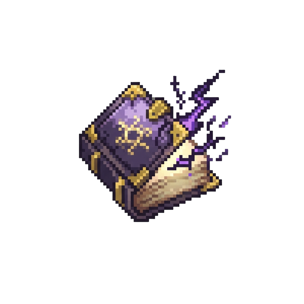A Floating Grimoire Emitting Dark Purple Lightning