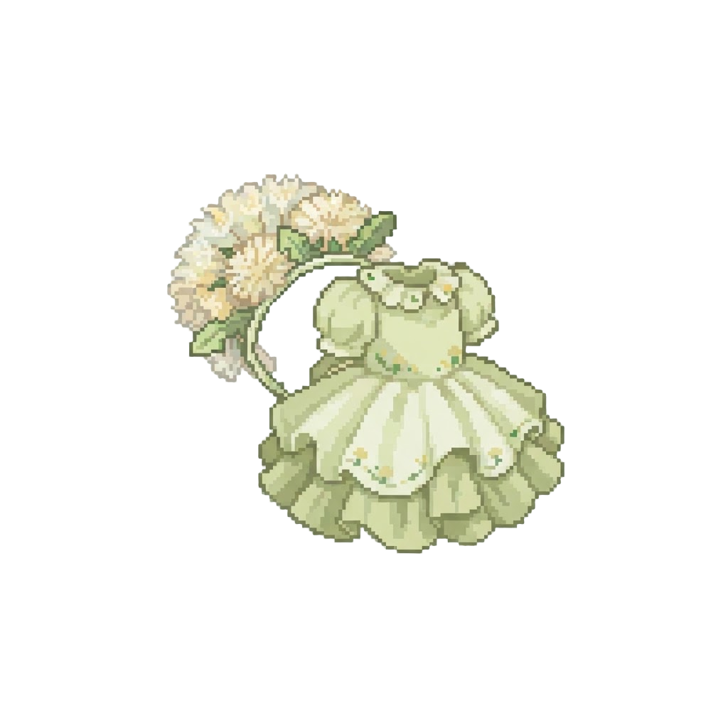 A Goofy Dandelion Fluff Headpiece and Frilly Dress